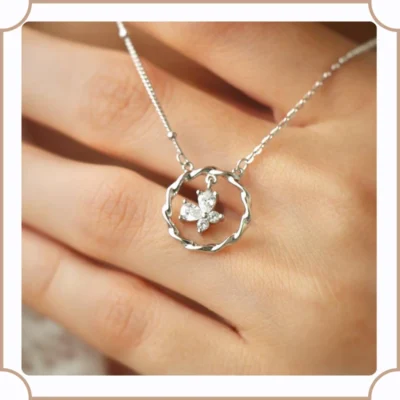 Minimalist butterfly silver necklace