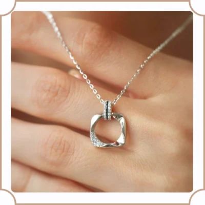Minimalist square silver necklace