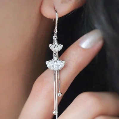 گوشواره نقره جواهری لوکس