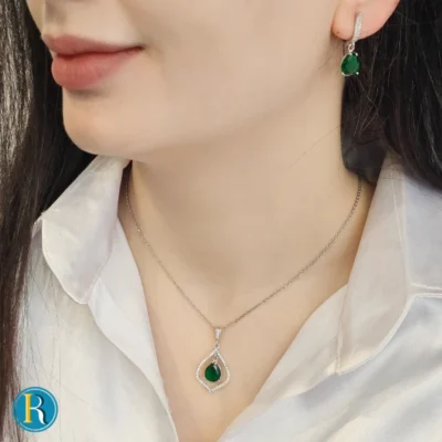 نیمست نقره زنانه با سنگ سبز