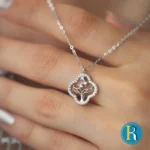 گردنبند نقره گل و دم وال