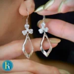 گوشواره نقره عصایی طرح گل